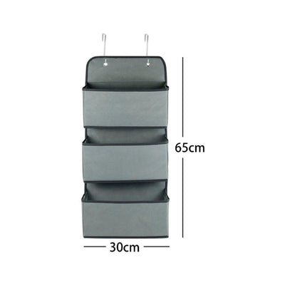 Organizador Colgante de Tela con 3 Bolsillos (65x30cm) - Gris | Ahorro de Espacio para Armario y Bebé - Sweet Home