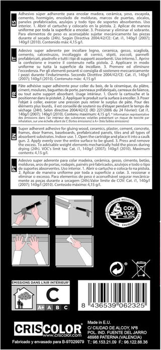 Pack Adhesivo de Montaje Sin Clavos (2x400g) + Pistola | Pegamento Extra Fuerte para Madera, Metal y Pared - Sweet Home
