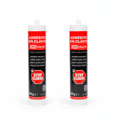 Pack Adhesivo de Montaje Sin Clavos (2x400g) + Pistola | Pegamento Extra Fuerte para Madera, Metal y Pared - Sweet Home