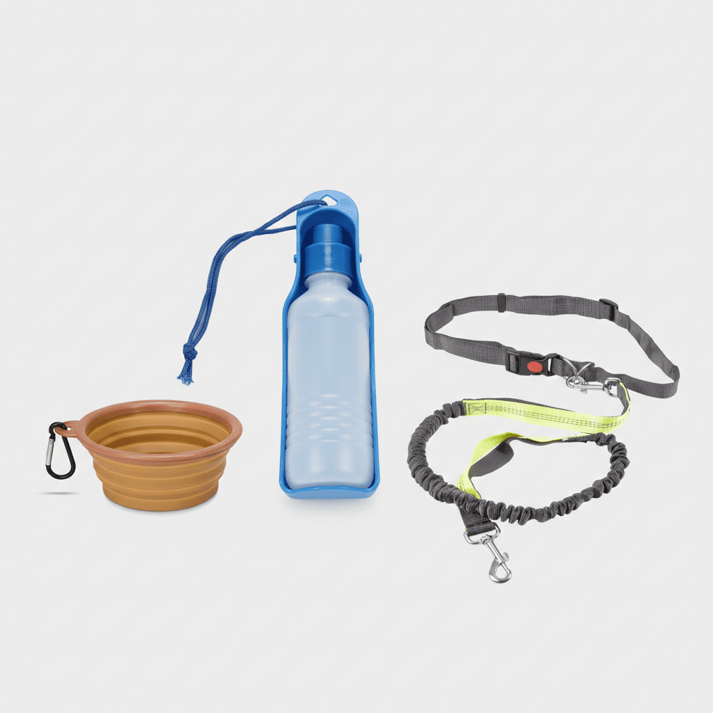 Pack Paseo y Viaje Perros: Correa Manos Libres + Bebedero - Sweet Home