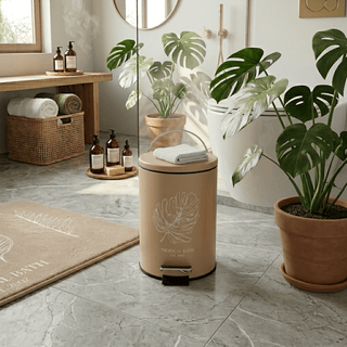 Papelera de Baño con Pedal Tropical Bath | Beige y Acero | 3 Litros - Sweet Home