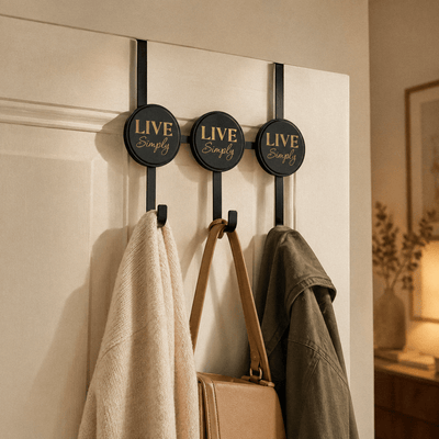 Perchero de Puerta "Live Simply" con 3 ganchos perchas - Sweet Home