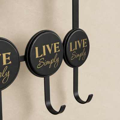 Perchero de Puerta "Live Simply" con 3 ganchos perchas - Sweet Home