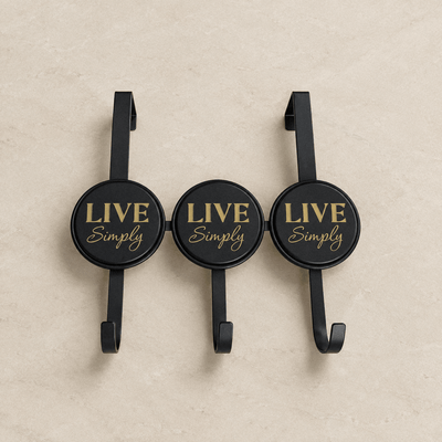 Perchero de Puerta "Live Simply" con 3 ganchos perchas - Sweet Home
