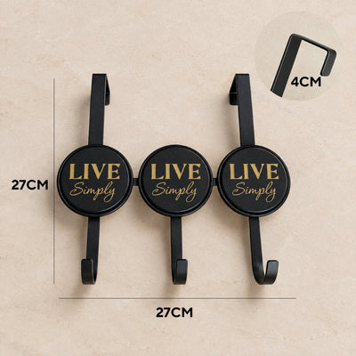 Perchero de Puerta "Live Simply" con 3 ganchos perchas - Sweet Home