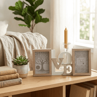 Portafotos Doble "LOVE" en Madera MDF - Marco Decorativo Estilo Nórdico - Sweet Home