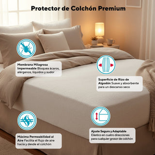 Protector Colchón Rizo 90 cm Impermeable Ajustable - Sweet Home