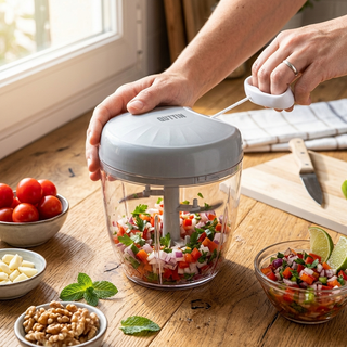 Picadora manual de verduras Quttin con tirador de cuerda transparente