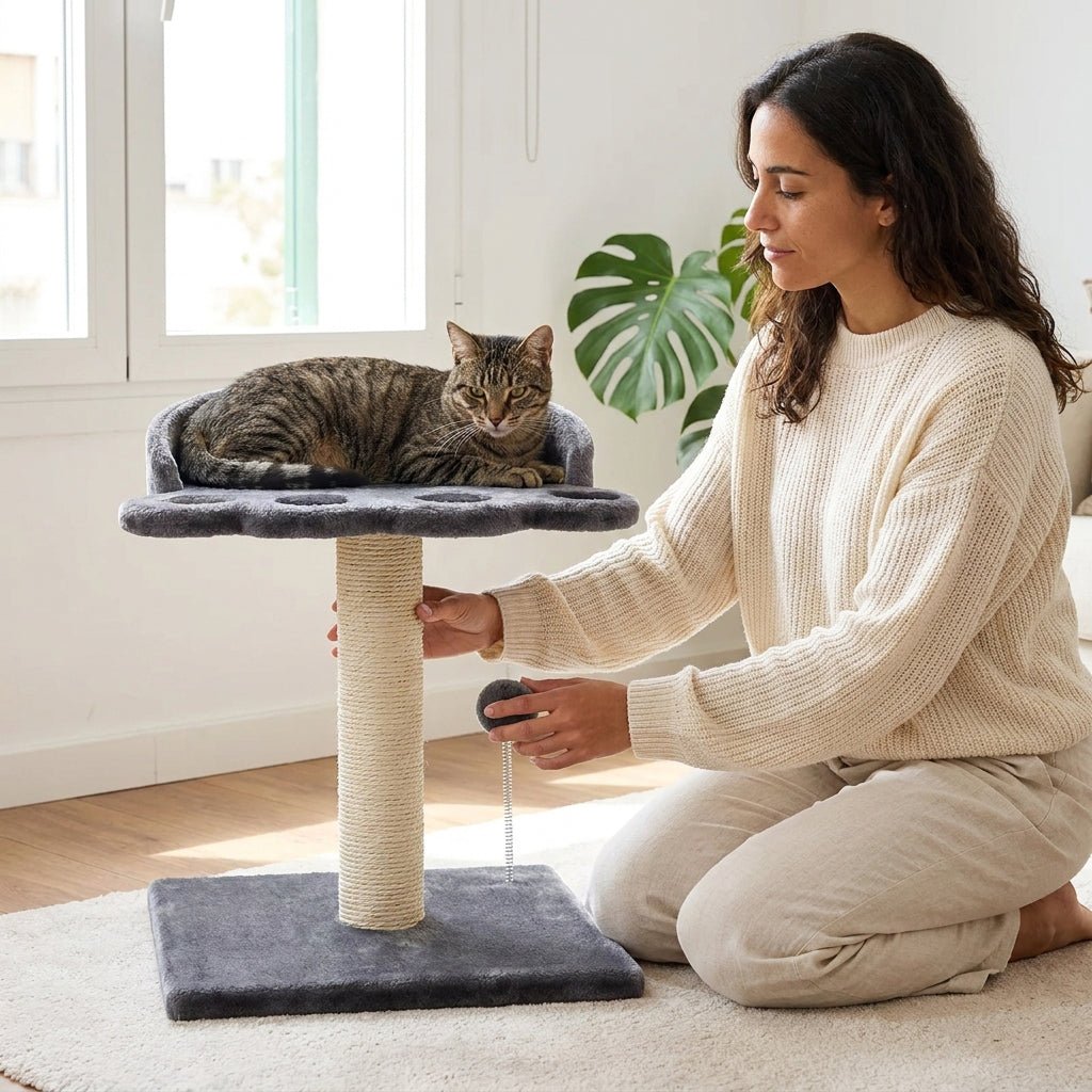 Rascador para Gatos con Juguete | Árbol Interactivo para Jugar y Rascar Productos para mascotas Gatos - Sweet Home