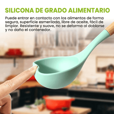 Set de 12 Utensilios de Cocina de Silicona con Mango de Bambú Juego de utensilios de cocina accesorios de cocina - Sweet Home