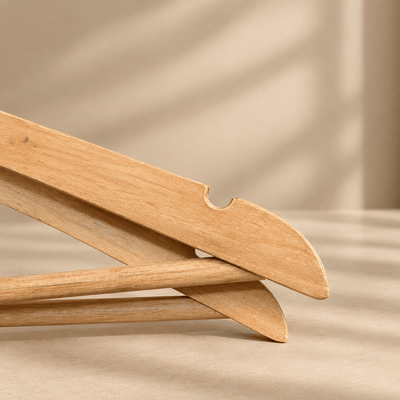 Set de 3 Perchas de Madera Natural 45x23 cm para Armario perchas organizador - Sweet Home