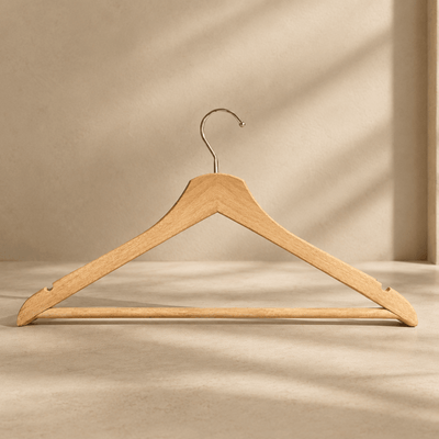 Set de 3 Perchas de Madera Natural 45x23 cm para Armario perchas organizador - Sweet Home