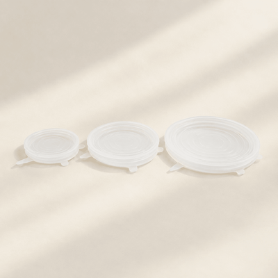 Set de 3 Tapas Elásticas de Silicona Reutilizables y Ajustables (10, 18 y 23 cm) Tapas para tuppers accesorios de cocina - Sweet Home