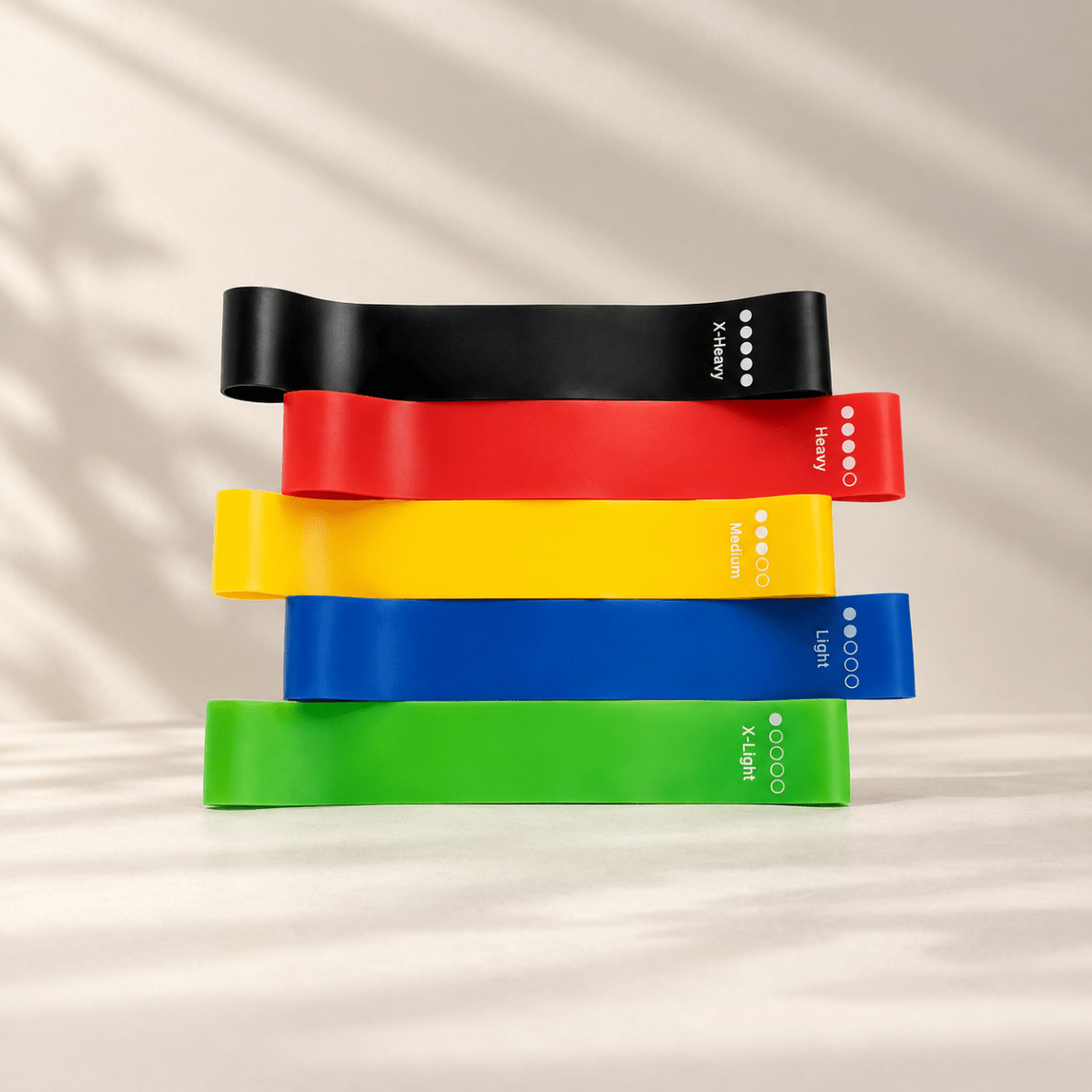 Set de 5 Bandas Elásticas de Resistencia para Fitness, Yoga y Musculación Equipos de fitness y ejercicio general Crossfit - Sweet Home