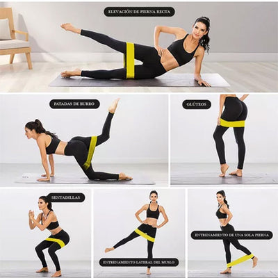 Set de 5 bandas elásticas de colores con diferentes niveles de resistencia para fitness - Sweet Home