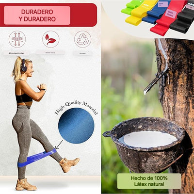 Set de 5 bandas elásticas de colores con diferentes niveles de resistencia para fitness - Sweet Home
