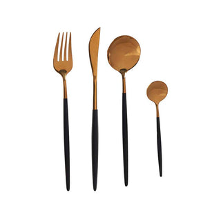 Set de Cubiertos Kinvara (8 Piezas) - Acero Inoxidable, Dorado y Negro - Sweet Home