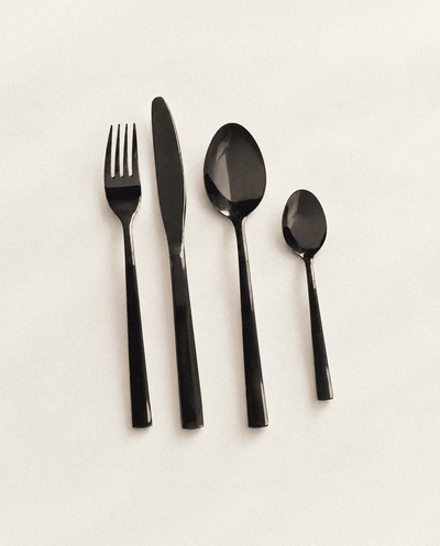 Set de cubiertos negros de acero inoxidable Cubiertos cocina - Sweet Home