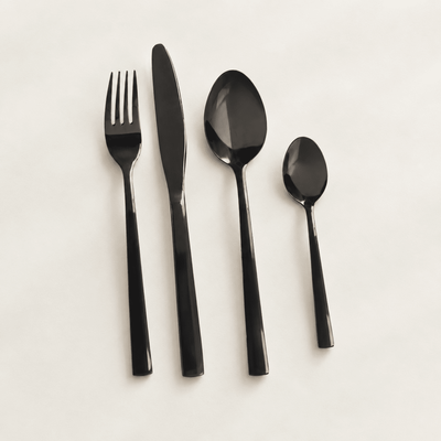 Set de Cubiertos Negros Modernos | Acero Inox 8 Piezas Cubiertos cocina - Sweet Home