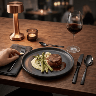 Set de Cubiertos Negros Modernos | Acero Inox 8 Piezas - Sweet Home