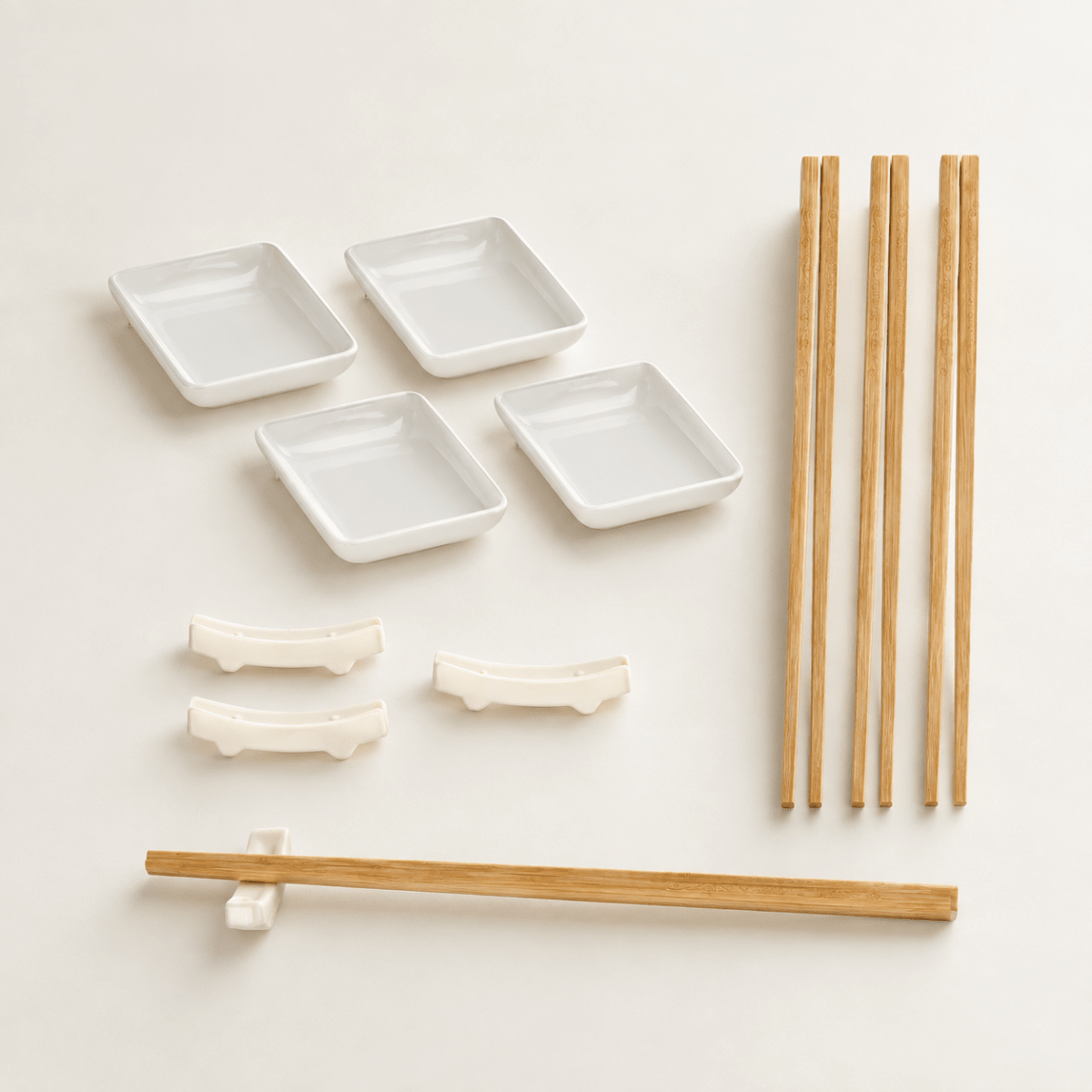 Set de Sushi para 2 Personas de Porcelana y Bambú - 12 Piezas Juegos de cubertería accesorios de cocina - Sweet Home