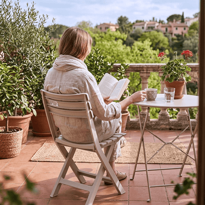 Silla de Resina Plegable Blanca para Jardín y Terraza | Progarden Tevere - Sweet Home