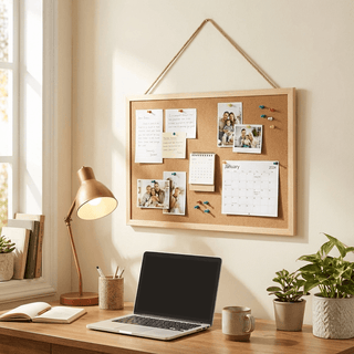 Tablero de Corcho Grueso 90x60 cm con Marco de Madera | Sweet Home - Sweet Home