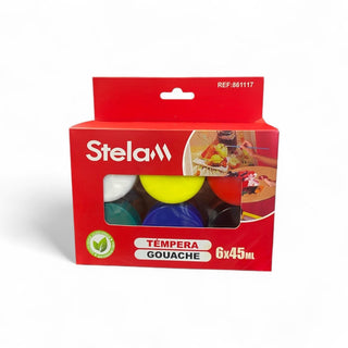 Témpera Gouache Stela | Set 6 Colores x 45ml | Uso Escolar y Artístico - Sweet Home