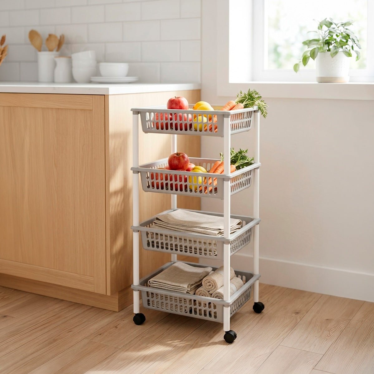 Verdulera de 4 Pisos Reforzada - Organizador Multiusos para Cocina Librerías y estanterías modulares cocina - Sweet Home