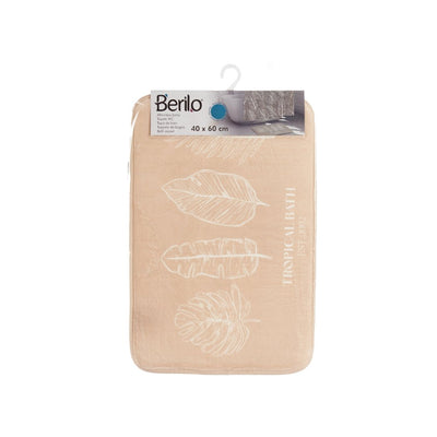 Alfombra de baño beige con diseño de hojas tropicales 40x60 cm - Sweet Home