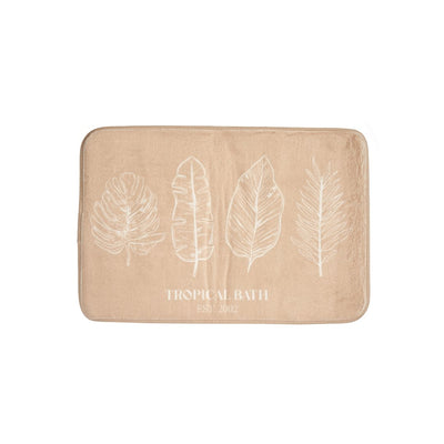 Alfombra de baño beige con diseño de hojas tropicales 40x60 cm - Sweet Home