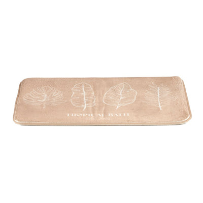 Alfombra de baño beige con diseño de hojas tropicales 40x60 cm - Sweet Home