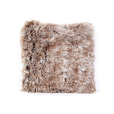 Cojín de pelo largo marrón de 45x45 cm para sofá - Sweet Home