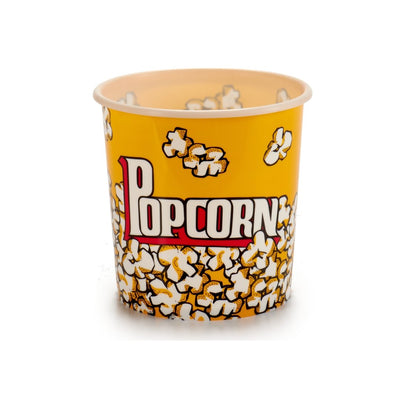 Cubo de palomitas de plástico amarillo con diseño retro de cine relleno de snacks - Sweet Home