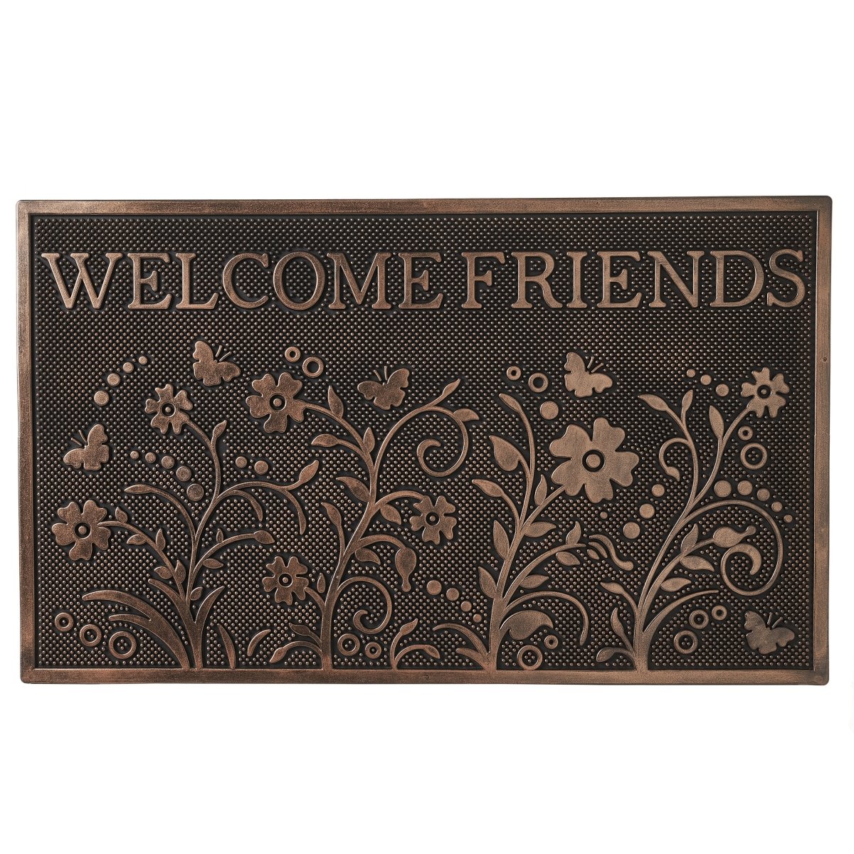 Felpudo personalizado Welcome Friends, 60 x 40 cm, color marrón