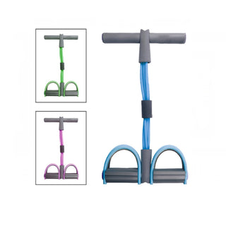 Tensor con pedal verde de 4 tubos para ejercicios de resistencia en casa - Sweet Home