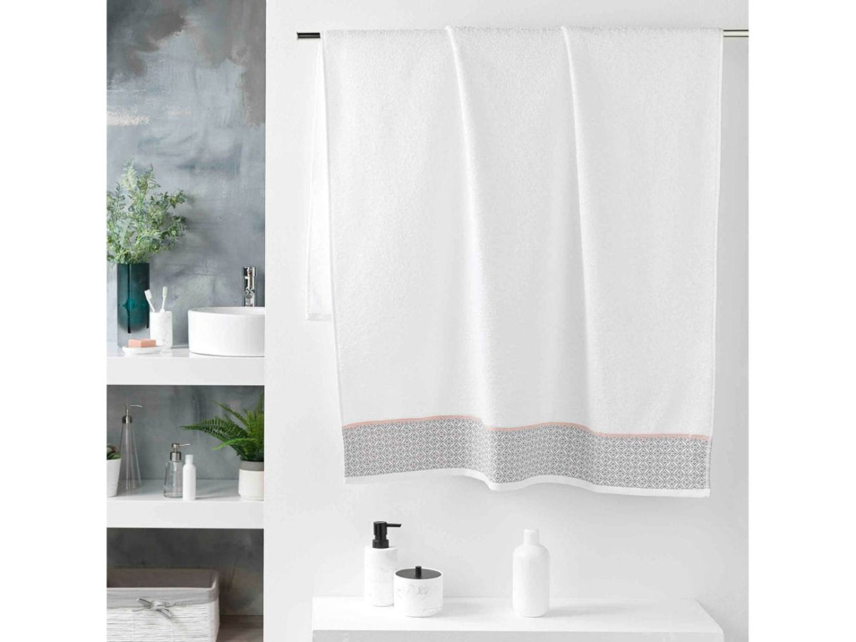Toalla Baño 90 x 150 cm Felpa Lisa Jacquard Blanca - Sweet Home