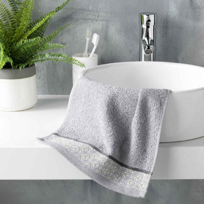 Toalla Invitado 30 x 50 cm Felpa Lisa Jacquard Gris - Sweet Home