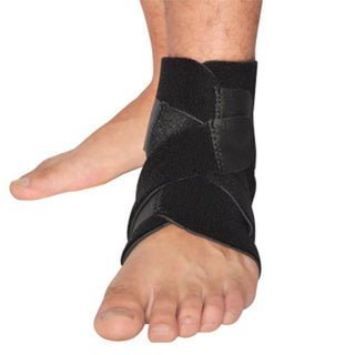 Tobillera estabilizadora de color negro y azul con cierres de velcro para prevención de lesiones deportivas. - Sweet Home