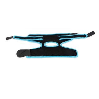 Tobillera estabilizadora de color negro y azul con cierres de velcro para prevención de lesiones deportivas. - Sweet Home