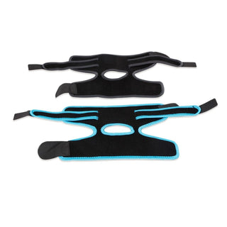 Tobillera estabilizadora de color negro y azul con cierres de velcro para prevención de lesiones deportivas. - Sweet Home